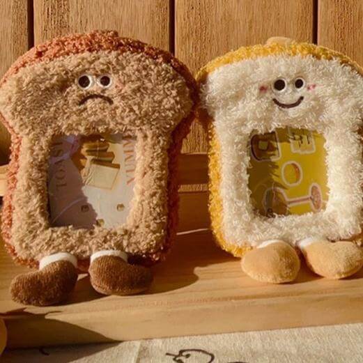 Cute Emo Toast Plush Hanging Neck Bag