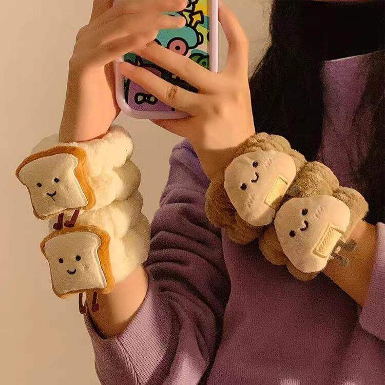 Cute Cheese Toast Wash Wristband Hair Tie