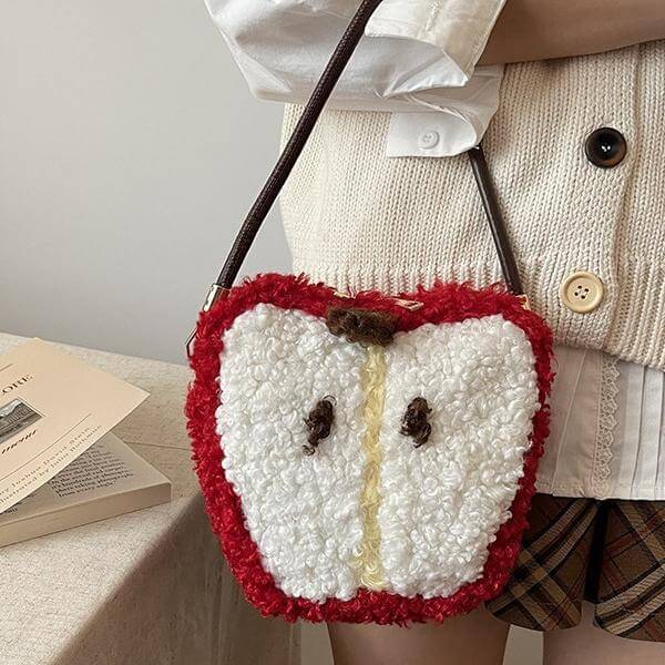 Christmas Cute Plush Apple Tote Bag