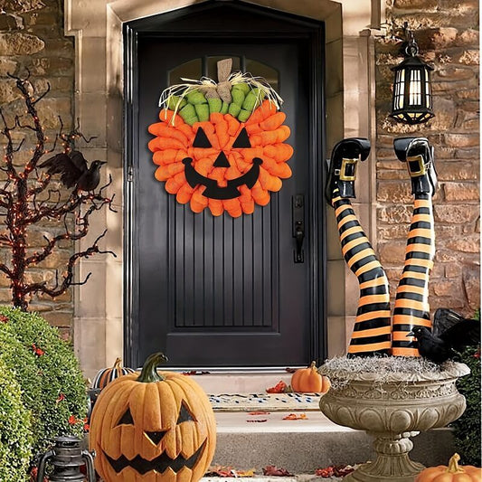 Halloween Jack-o-lantern Pumpkin Wreath