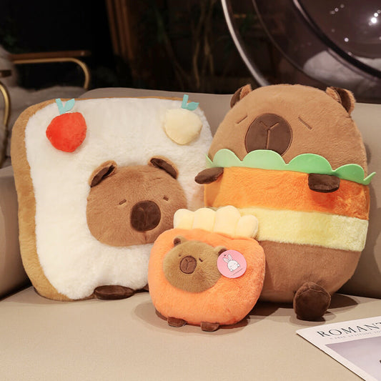 KapyBara Toast Fries Hamburger Plush Pillow