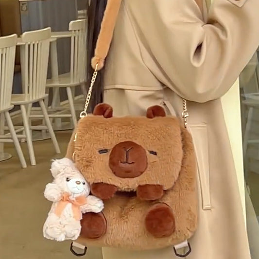 Cute  Cartoon Capybara Plush Backpack