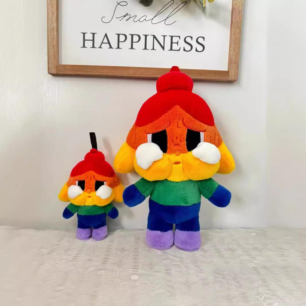 Rainbow crying baby plush doll pendant