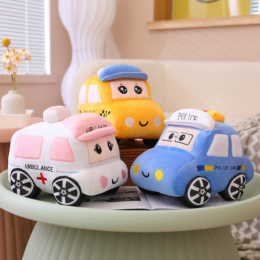 30/40CM Kawaii  Cartoon Cars  Ambulances Taxis Plushie