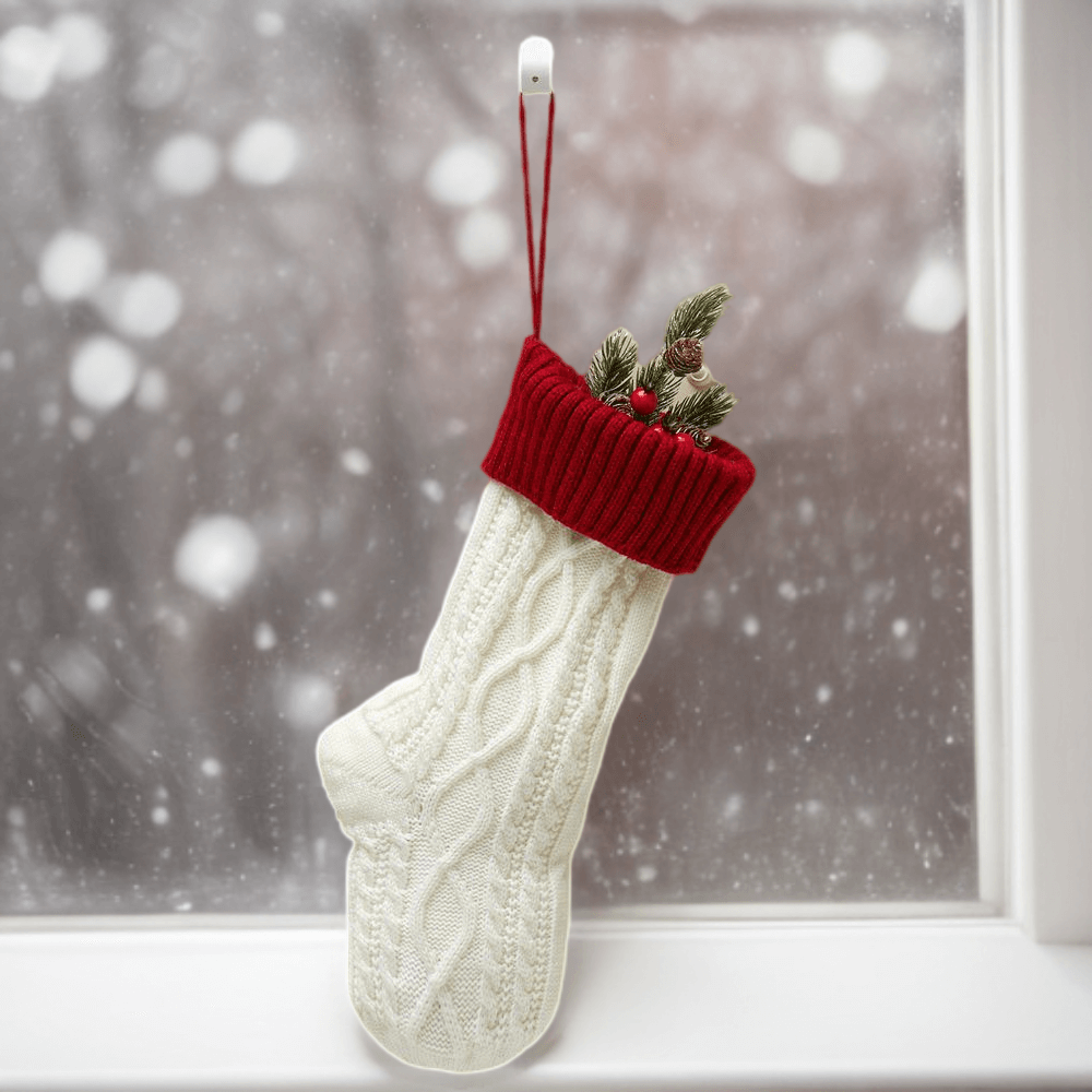 Christmas colour blocked knitted red stocking decorations