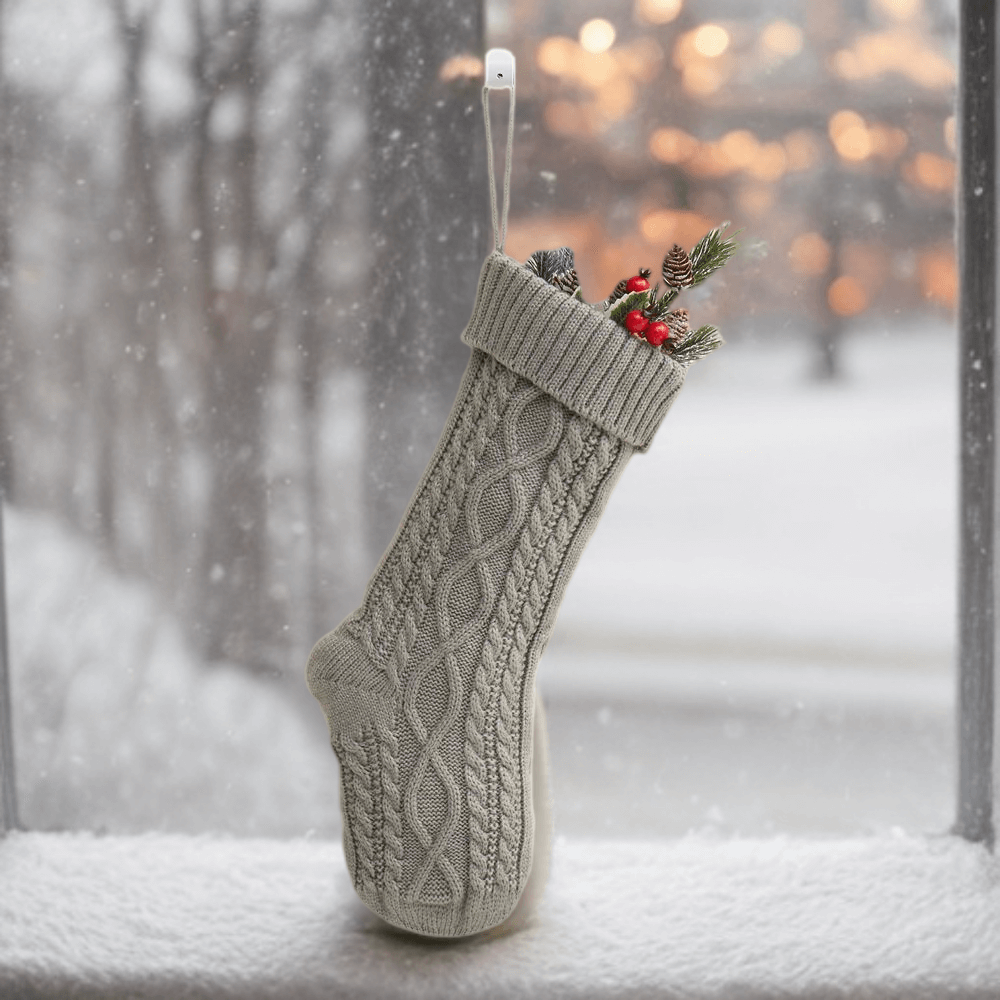 Christmas colour blocked knitted red stocking decorations