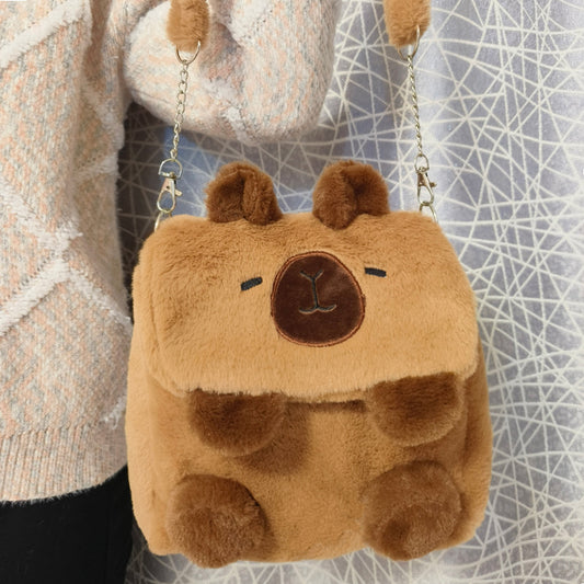 Cute  Cartoon Capybara Plush Backpack