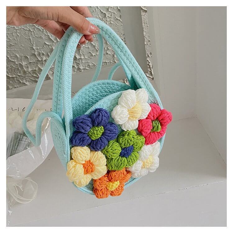 Romantic Flower Crochet Hawaiian Vacation Style Bag