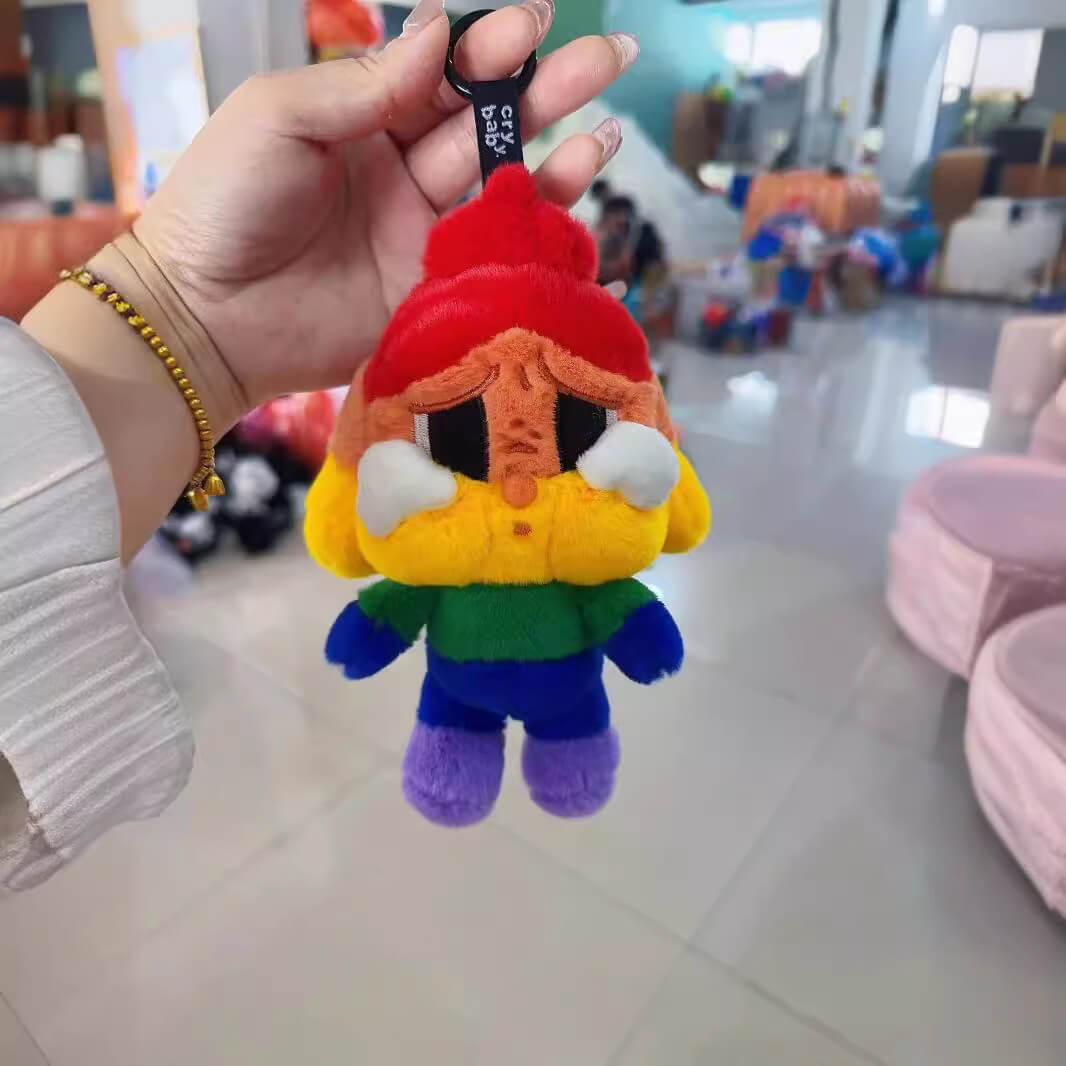 Rainbow crying baby plush doll pendant