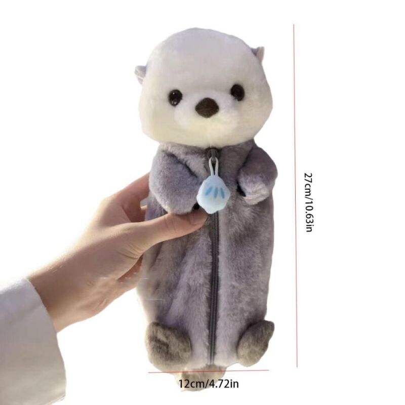 Sea otter large capacity plush doll stationery pencil case