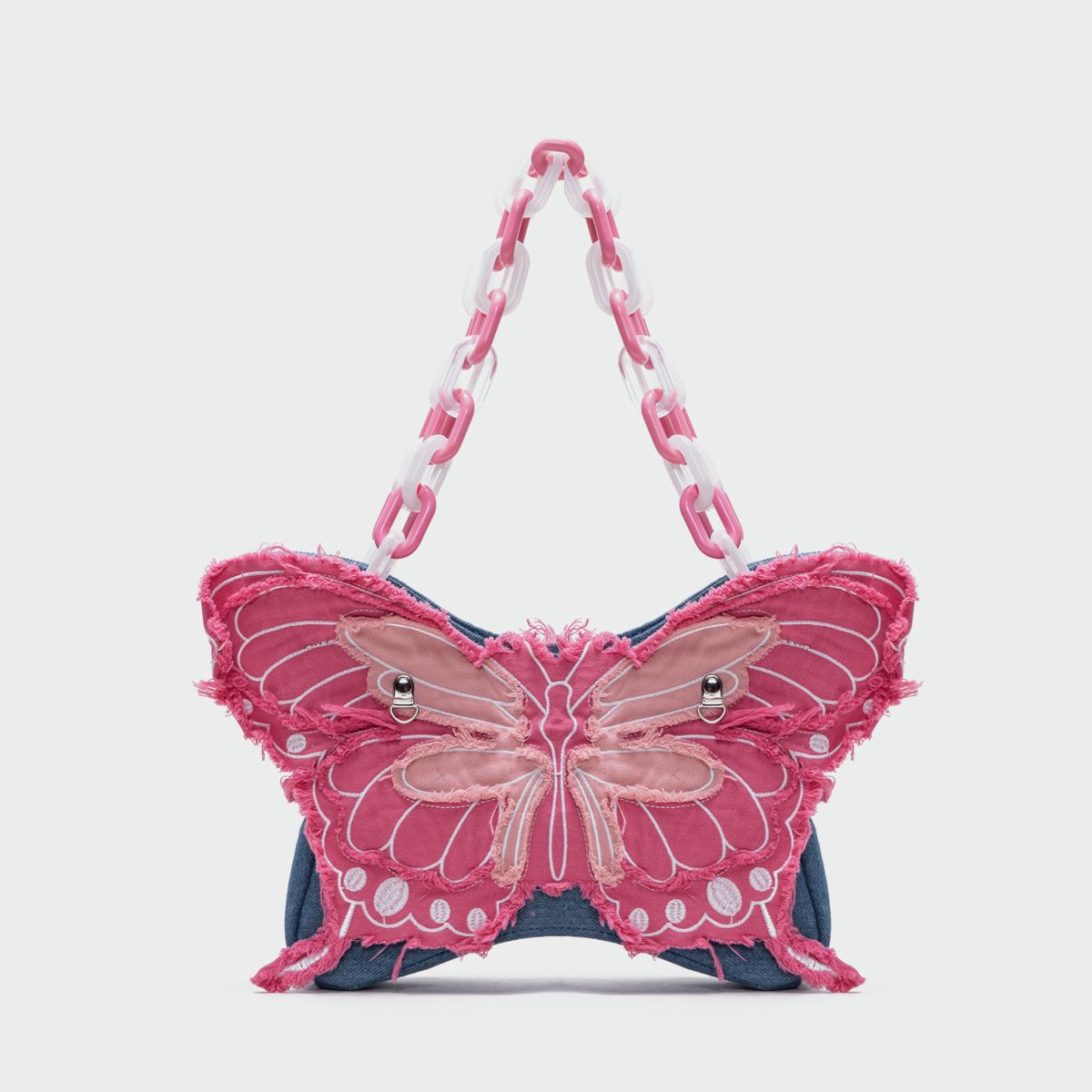 Butterfly Fringe Underarm Crossbody Denim Bag