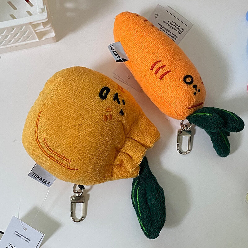 Quirky Ugly Orange Carrot Plush Bag Pendant