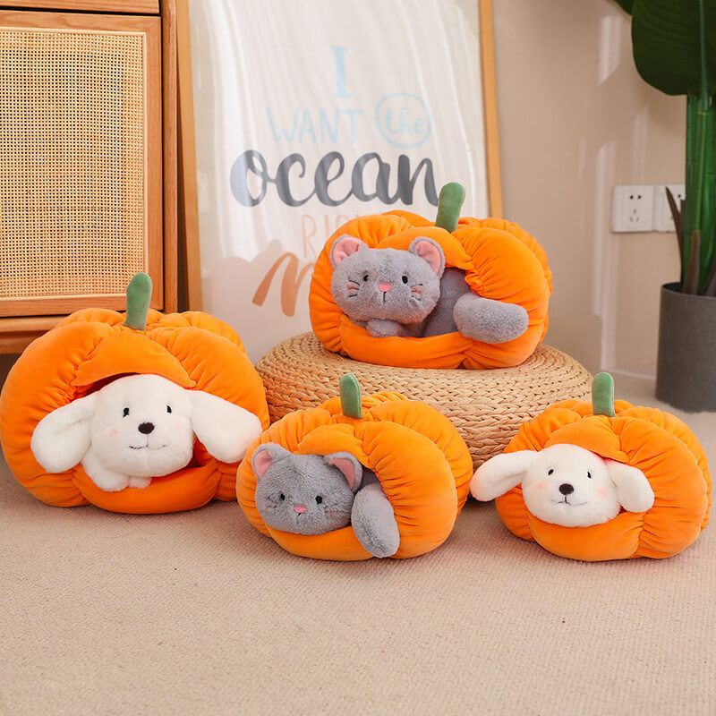 Cute Pumpkin Cat Litter Dog Kennel Plush Dolls