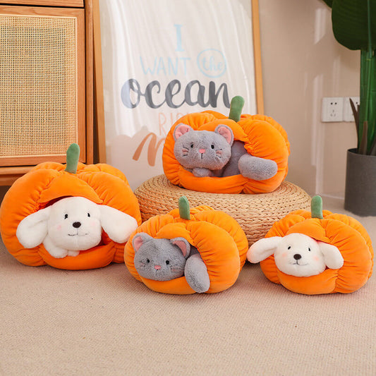 Cute Pumpkin Cat Litter Dog Kennel Plush Dolls