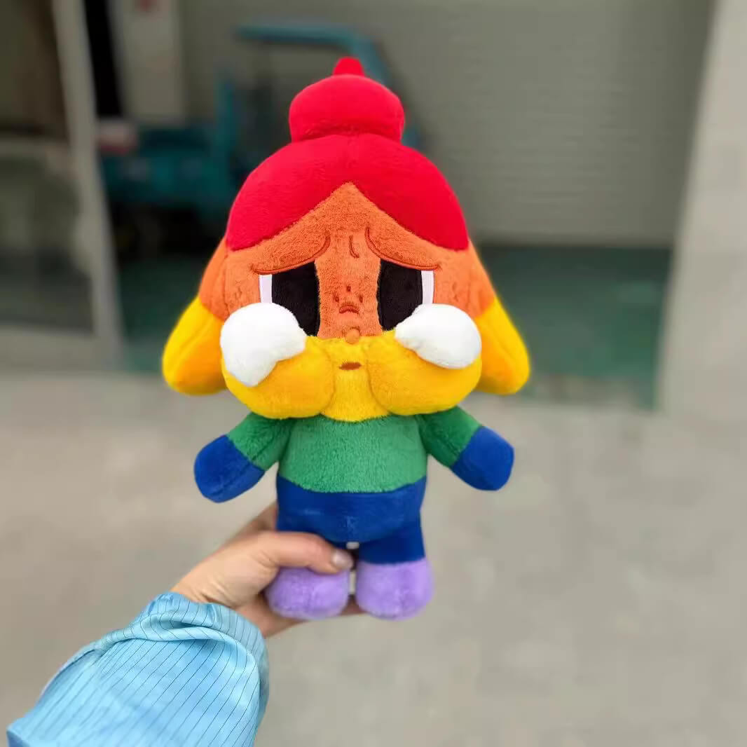 Rainbow crying baby plush doll pendant