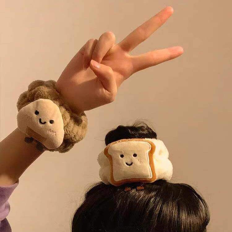 Cute Cheese Toast Wash Wristband Hair Tie