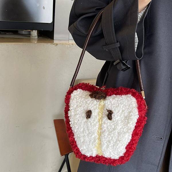 Christmas Cute Plush Apple Tote Bag