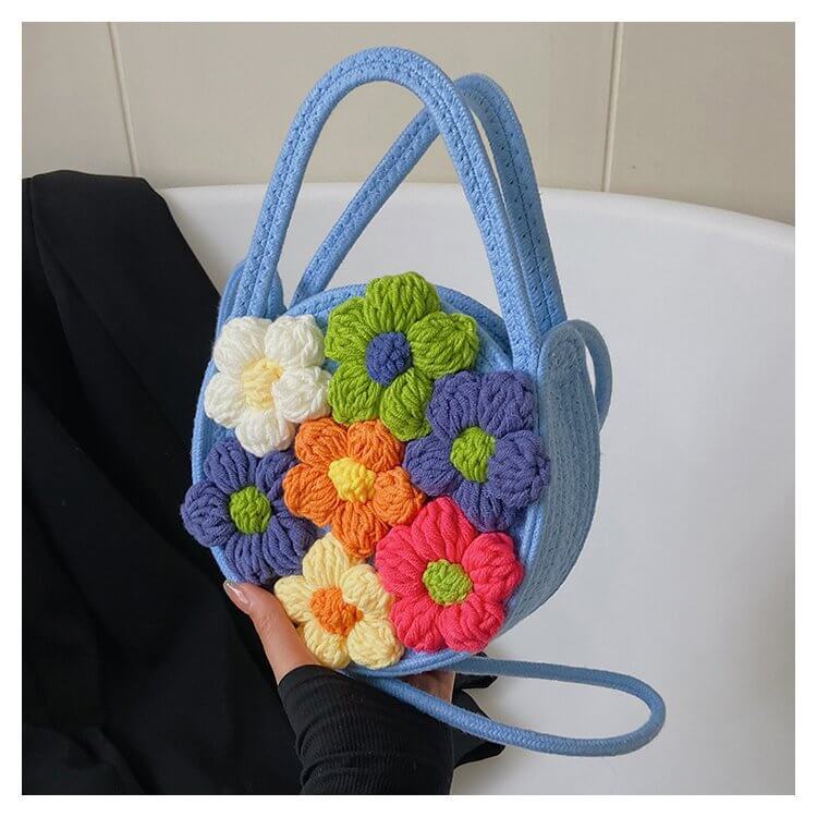 Romantic Flower Crochet Hawaiian Vacation Style Bag