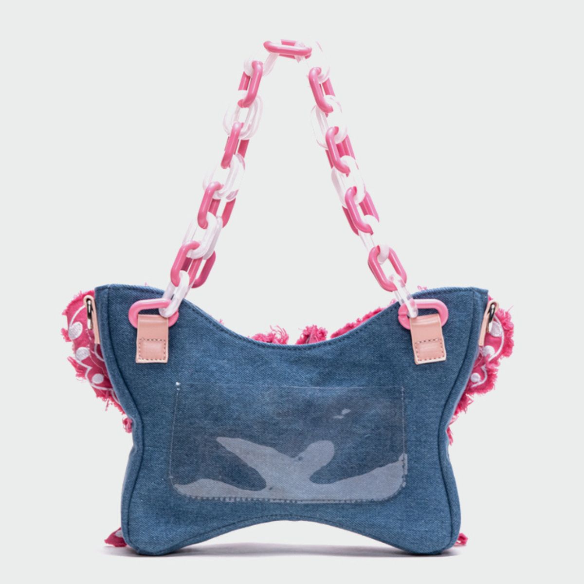 Butterfly Fringe Underarm Crossbody Denim Bag