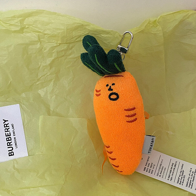 Quirky Ugly Orange Carrot Plush Bag Pendant