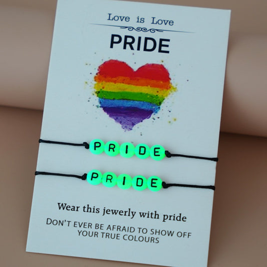 Acrylic Luminous Letters Pride Rainbow Hand-woven Bracelet