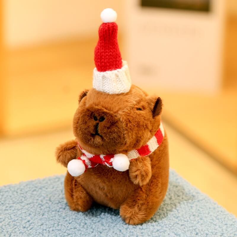 Christmas Capybara Plush Toy Keychain Decoration 12cm Holiday Gift for Kids