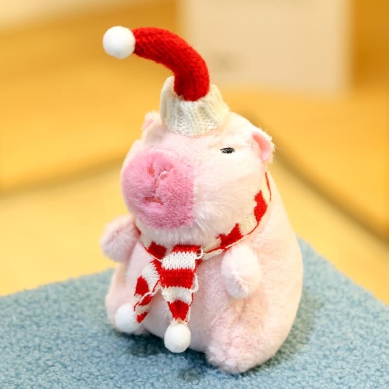 Christmas Capybara Plush Toy Keychain Decoration 12cm Holiday Gift for Kids