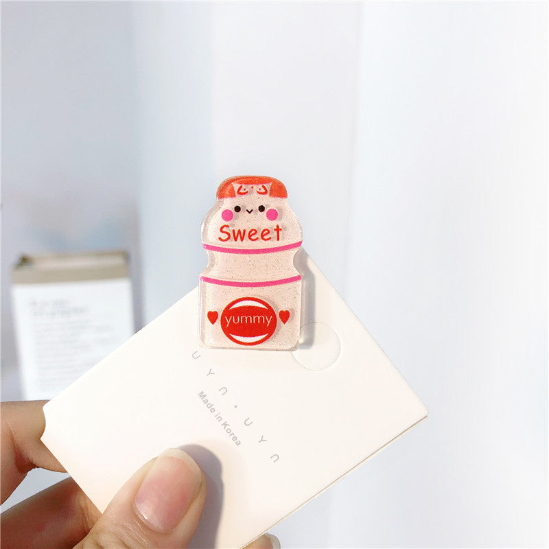 Cute Girl Heart Milk Tea Juice Drink Bottle Hair Clip