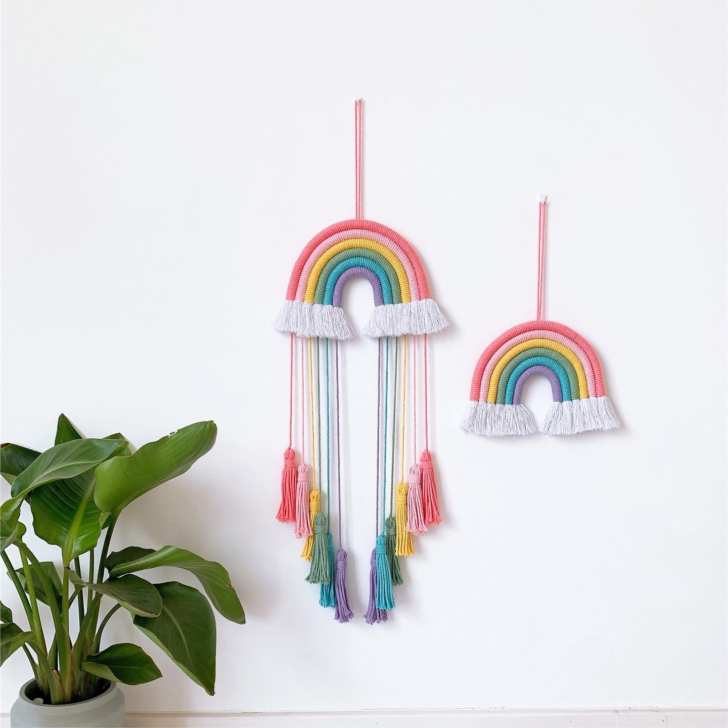 Hand-Woven Rainbow Tassels Wall Hanging