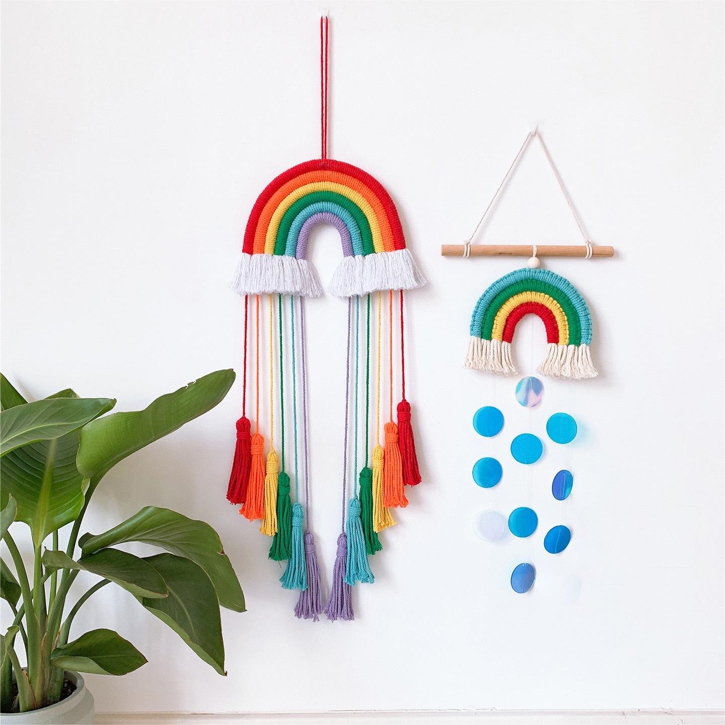 Hand-Woven Rainbow Tassels Wall Hanging