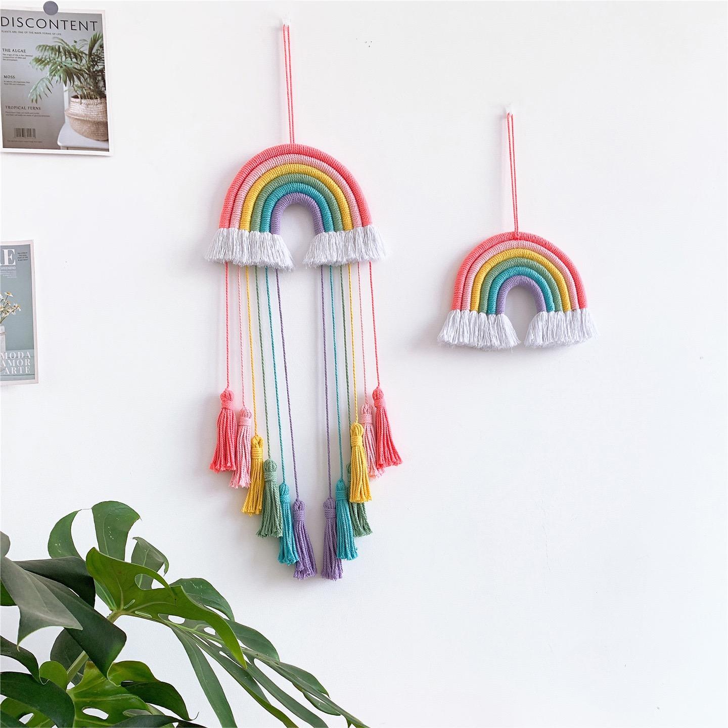 Hand-Woven Rainbow Tassels Wall Hanging