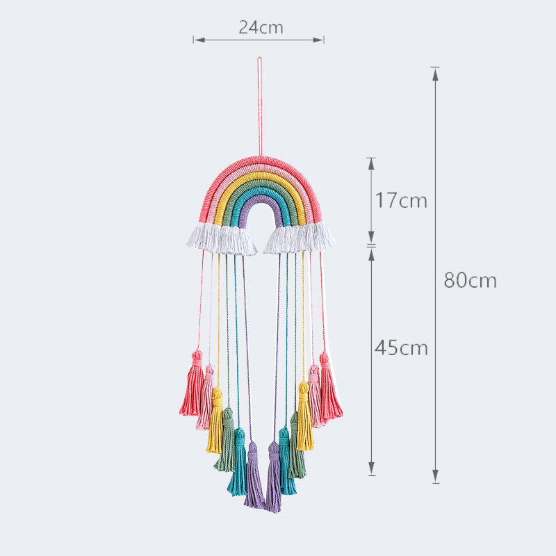 Hand-Woven Rainbow Tassels Wall Hanging