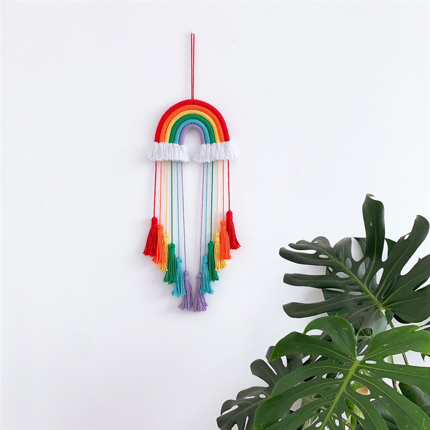 Hand-Woven Rainbow Tassels Wall Hanging