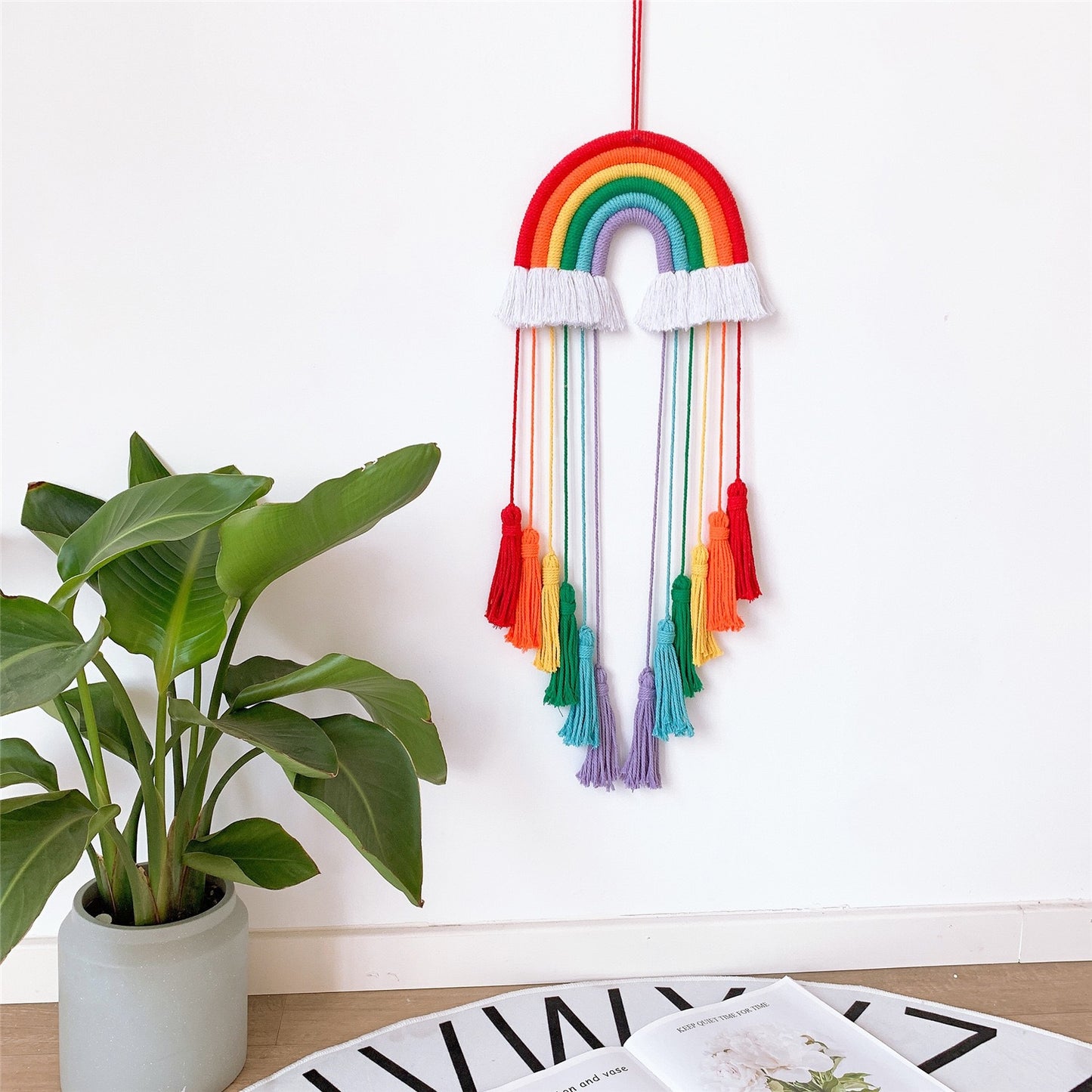 Hand-Woven Rainbow Tassels Wall Hanging