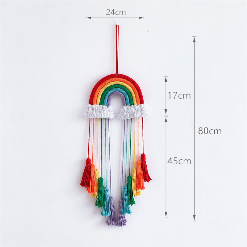 Hand-Woven Rainbow Tassels Wall Hanging