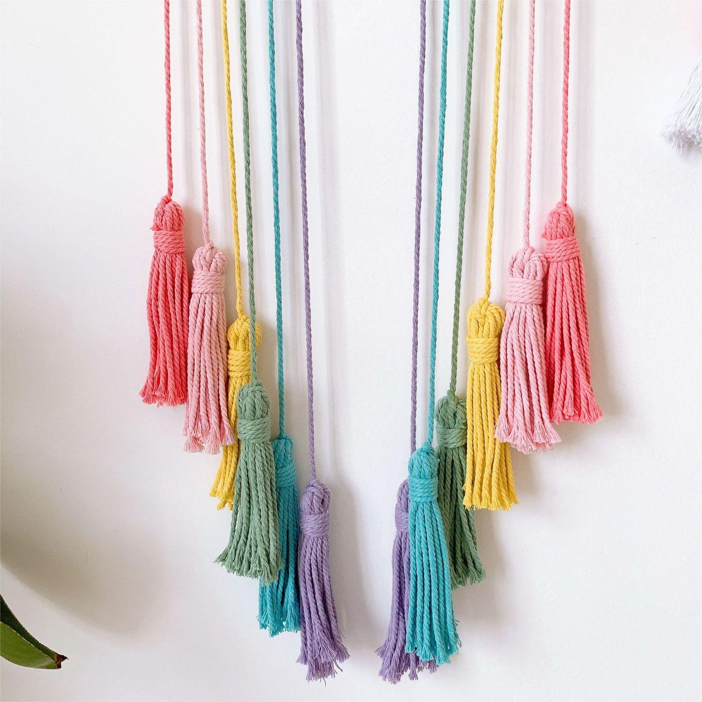 Hand-Woven Rainbow Tassels Wall Hanging