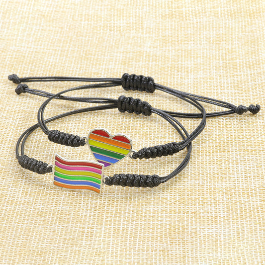 LGBT Six Color Rainbow Hand-Woven Couple's Bracelets