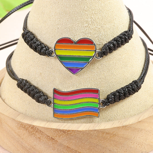 LGBT Six Color Rainbow Hand-Woven Couple's Bracelets
