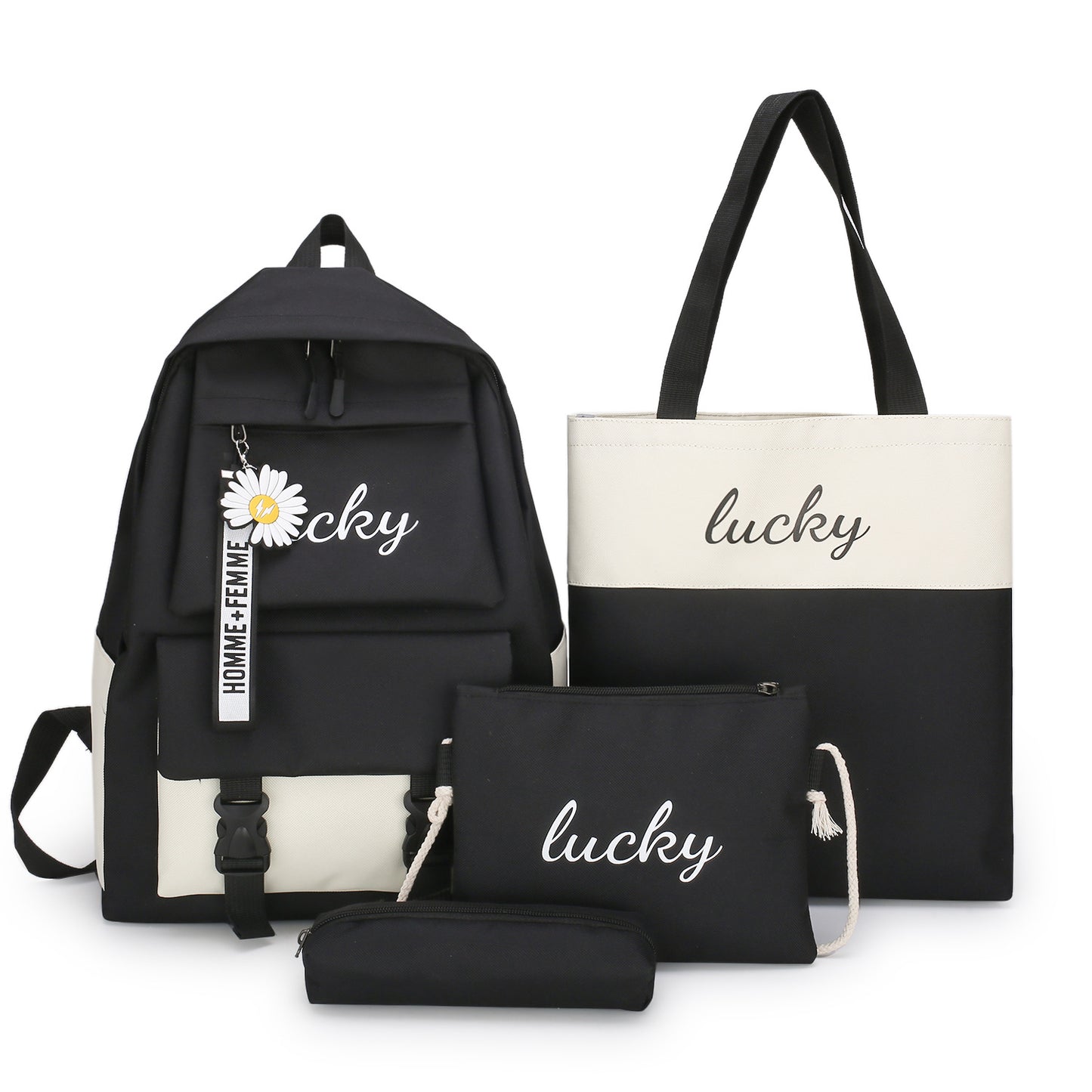 Letters Clash Color Backpack Four-piece Set