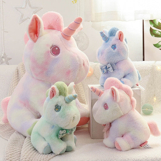 Cartoon Dreamy Colourful Sitting Unicorn Plush