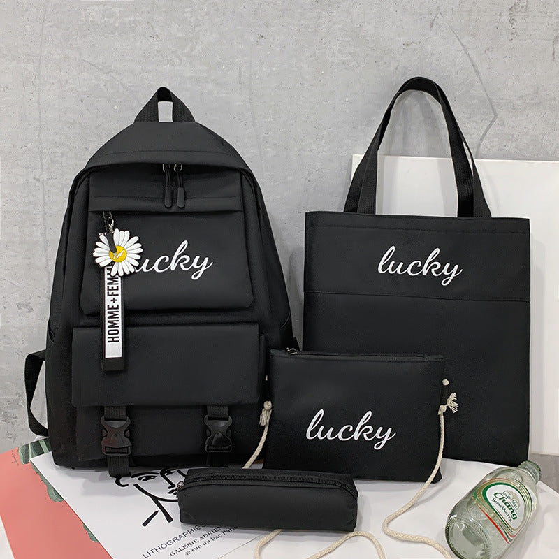 Letters Clash Color Backpack Four-piece Set