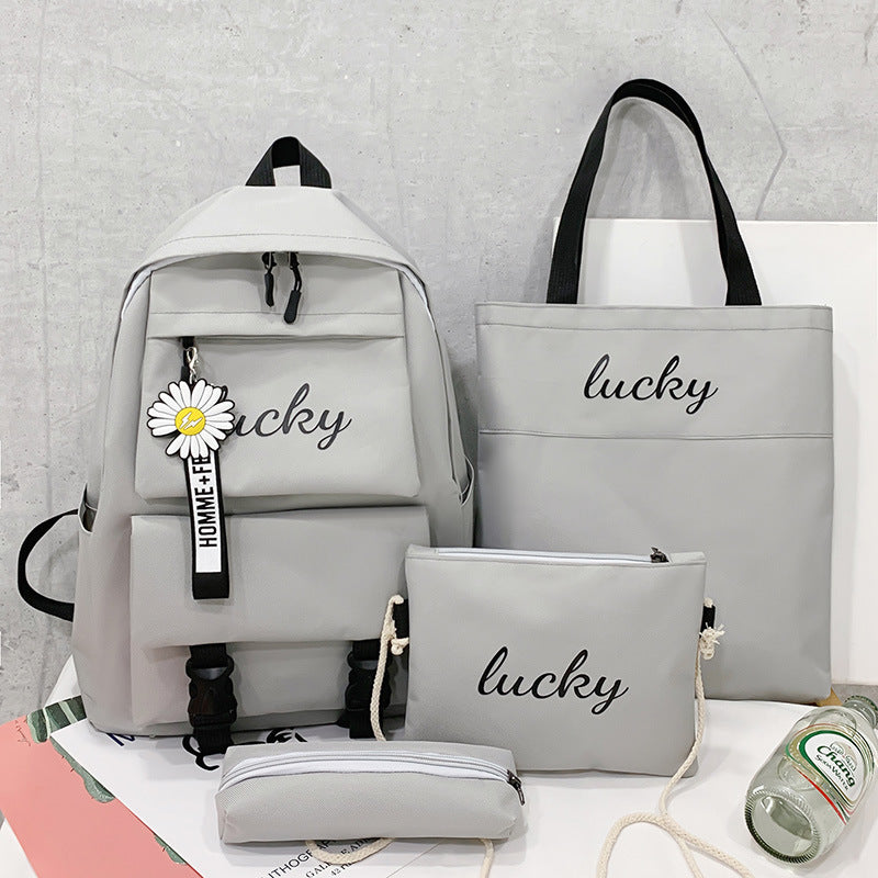 Letters Clash Color Backpack Four-piece Set