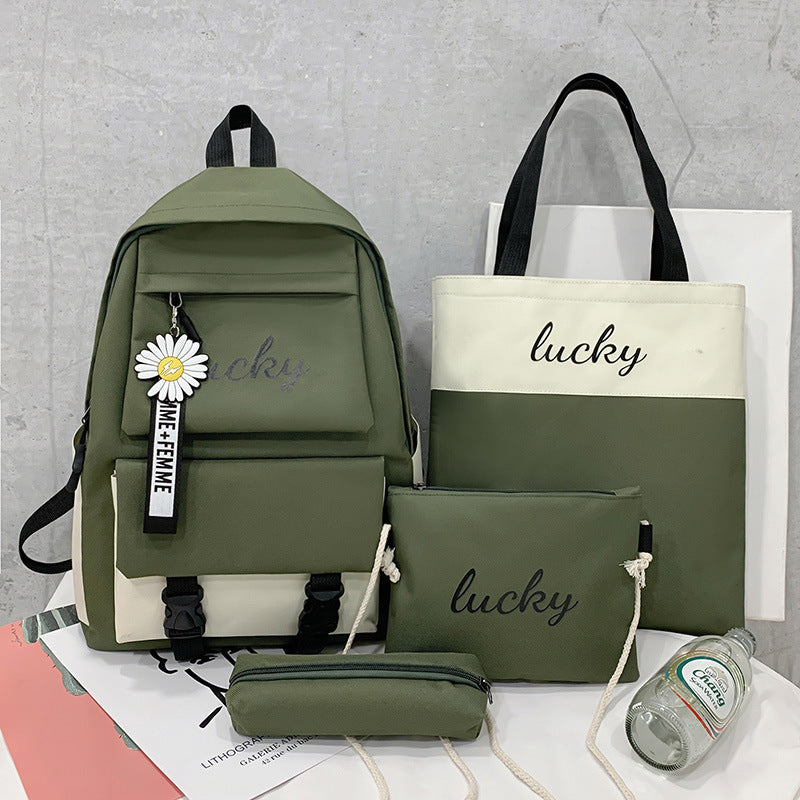 Letters Clash Color Backpack Four-piece Set