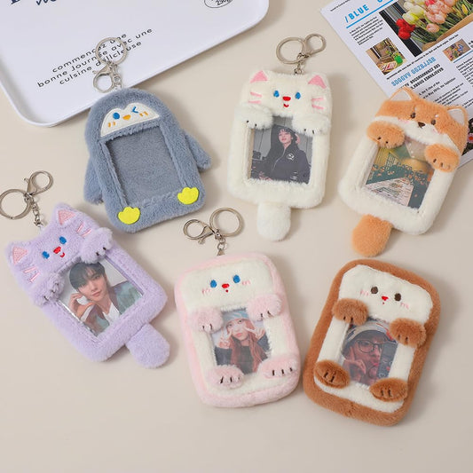 Cute 3 inch Kpop Photocard Holder with Keychain Mini Photo Card Holder
