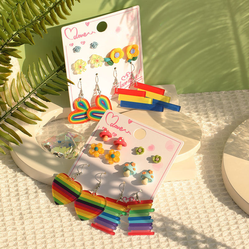 Rainbow Collection Earrings 5pcs