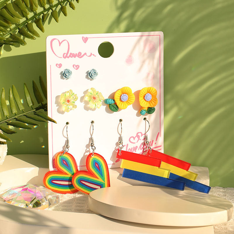 Rainbow Collection Earrings 5pcs