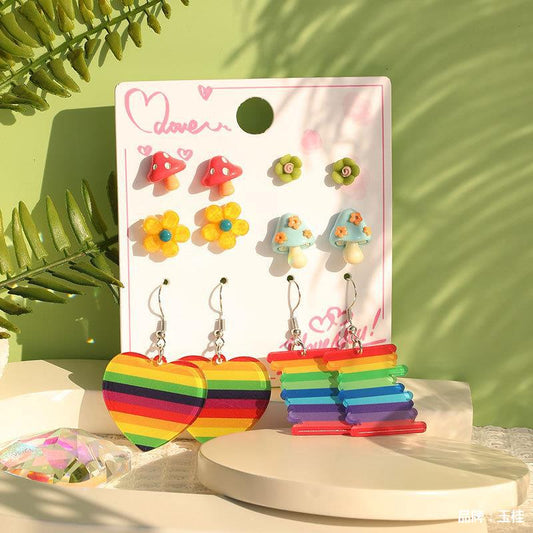 Rainbow Collection Earrings 5pcs