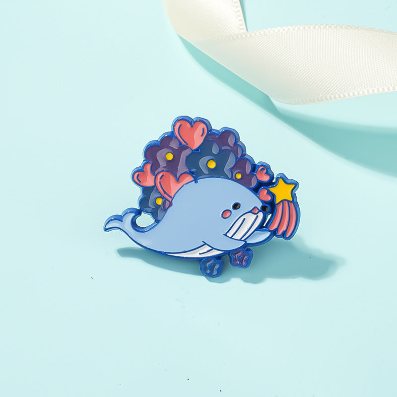 Cute Blue Whale Brooch Metal Badge