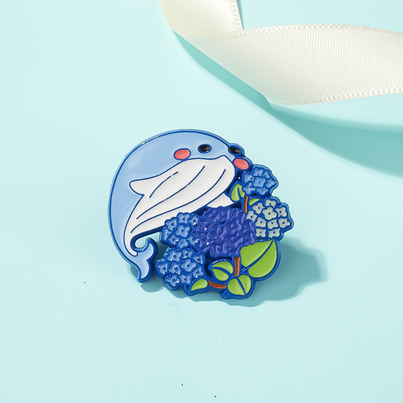 Cute Blue Whale Brooch Metal Badge