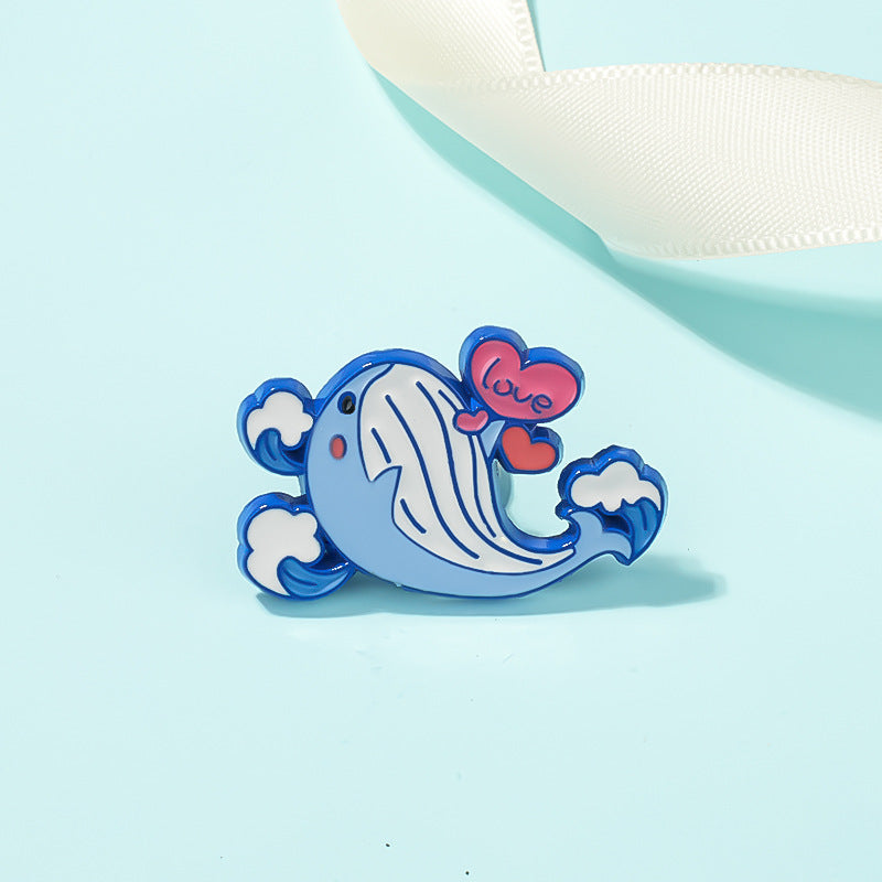 Cute Blue Whale Brooch Metal Badge